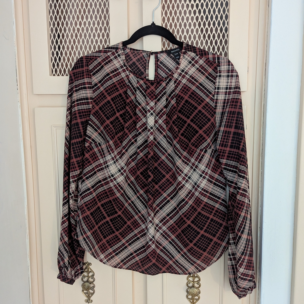 RW&CO. Red and Black Plaid Blouse, XS